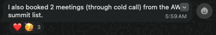 Student booked 2 meetings through cold call from AWS summit list