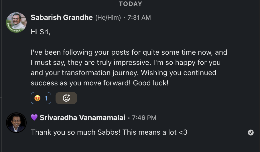 Sabarish Grandhe on Sri's transformation journey